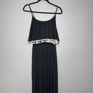 Gibson Latimer Black & White maxi fringe dress- M